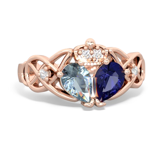 lab sapphire-aquamarine claddagh ring