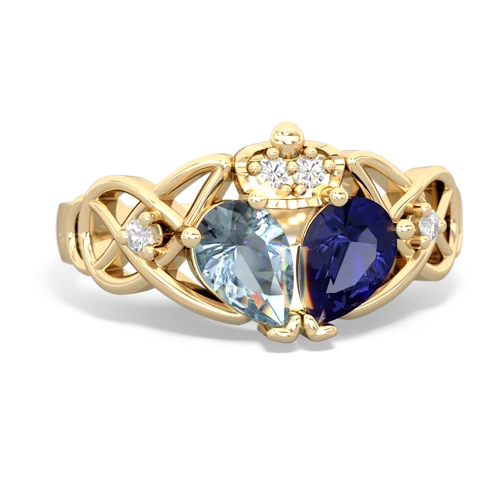 lab sapphire-aquamarine claddagh ring