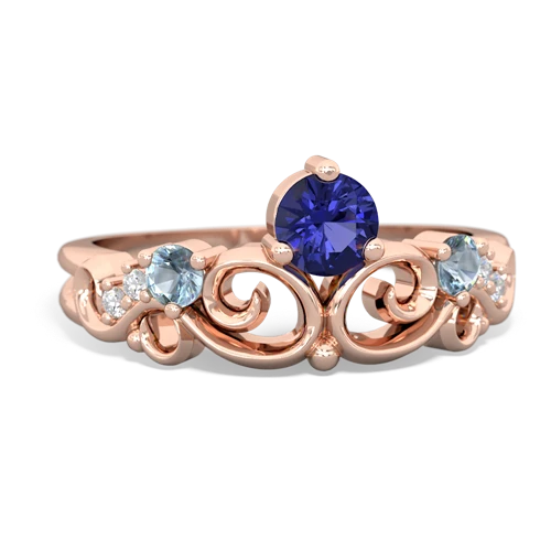 Lab Sapphire Lab Created Sapphire with Genuine Aquamarine and Lab Created Sapphire Crown Keepsake ring Ring
