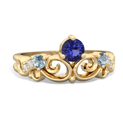 lab sapphire-aquamarine crown keepsake ring