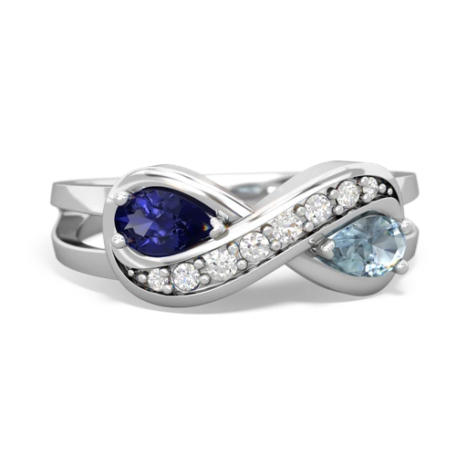 lab sapphire-aquamarine diamond infinity ring