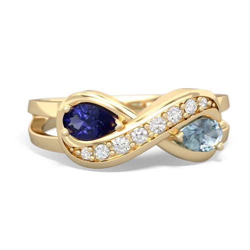 lab sapphire-aquamarine diamond infinity ring