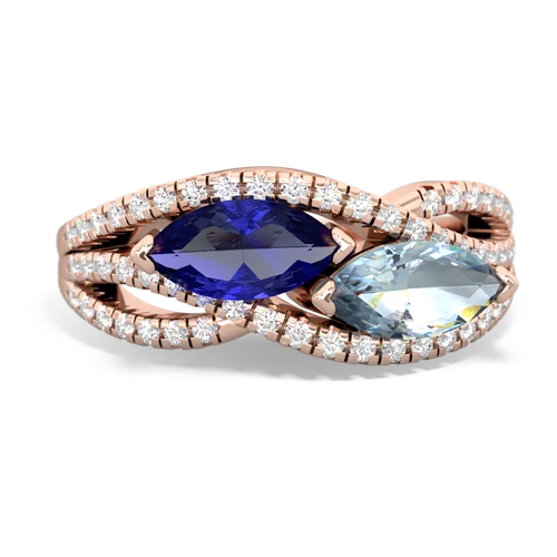 Lab Sapphire Lab Created Sapphire with Genuine Aquamarine Diamond Rivers ring Ring
