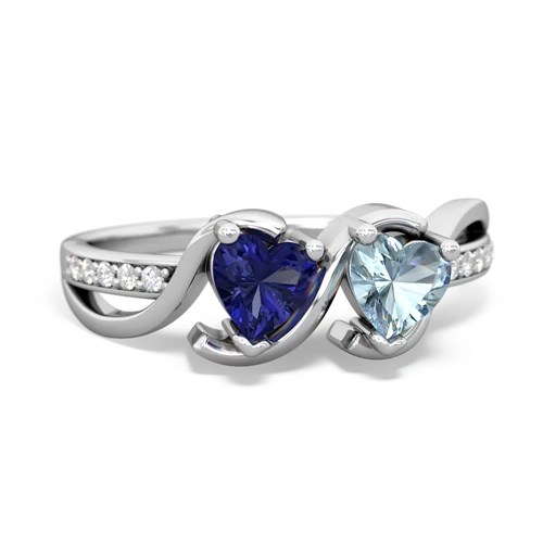 Lab Sapphire Lab Created Sapphire with Genuine Aquamarine Side by Side ring Ring