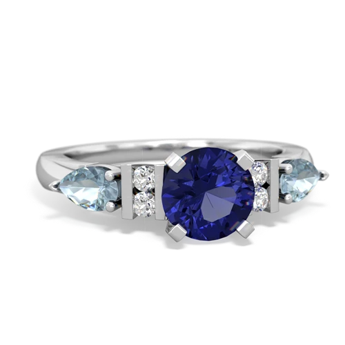 Lab Sapphire Lab Created Sapphire with Genuine Aquamarine and  Engagement ring Ring