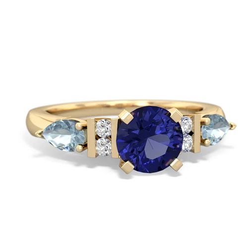 Lab Sapphire Lab Created Sapphire with Genuine Aquamarine and Lab Created Pink Sapphire Engagement ring Ring