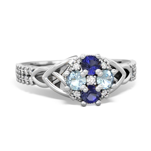 Lab Sapphire Lab Created Sapphire with Genuine Aquamarine Celtic Knot Engagement ring Ring