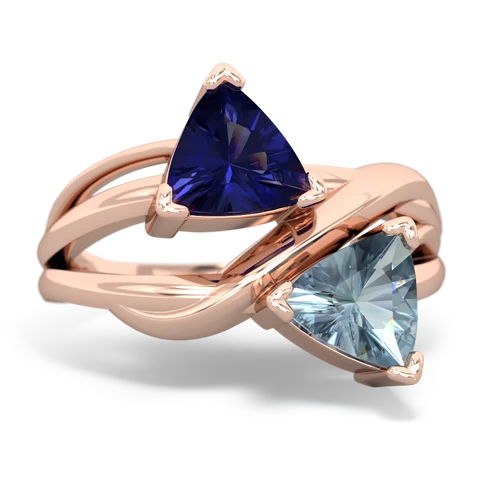 lab sapphire-aquamarine filligree ring