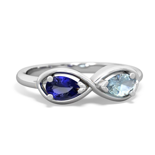 Lab Sapphire Lab Created Sapphire with Genuine Aquamarine Infinity ring Ring