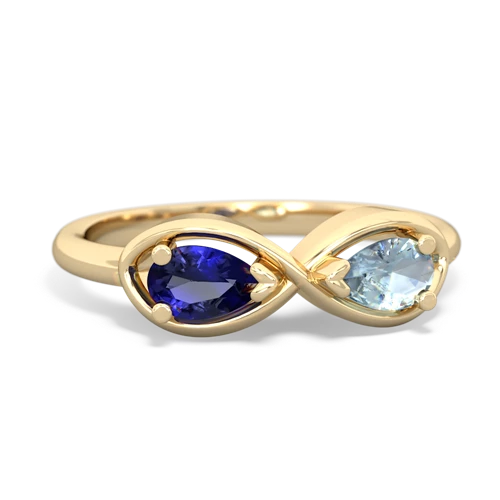 lab sapphire-aquamarine infinity ring