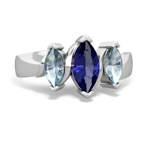 Lab Sapphire Lab Created Sapphire with Genuine Aquamarine and Genuine Swiss Blue Topaz Three Peeks ring Ring