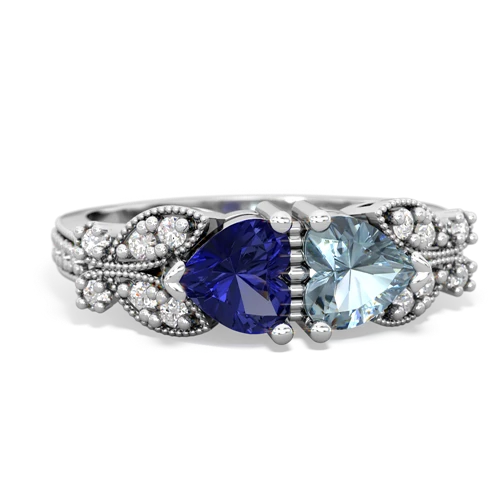 lab sapphire-aquamarine keepsake butterfly ring
