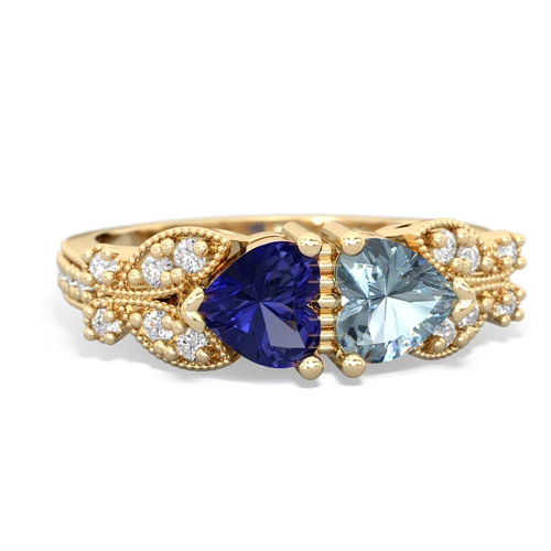 lab sapphire-aquamarine keepsake butterfly ring