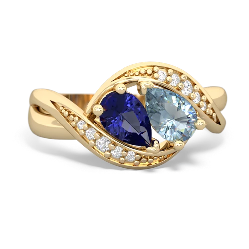 Lab Sapphire Lab Created Sapphire with Genuine Aquamarine Summer Winds ring Ring