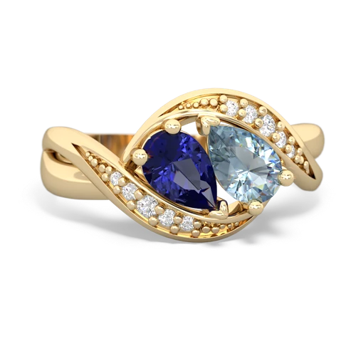 lab sapphire-aquamarine keepsake curls ring