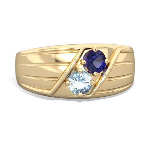 lab sapphire-aquamarine mens ring