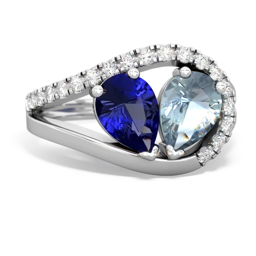 Lab Sapphire Lab Created Sapphire with Genuine Aquamarine Nestled Heart Keepsake ring Ring