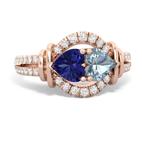 lab sapphire-aquamarine pave keepsake ring