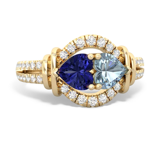 lab sapphire-aquamarine pave keepsake ring