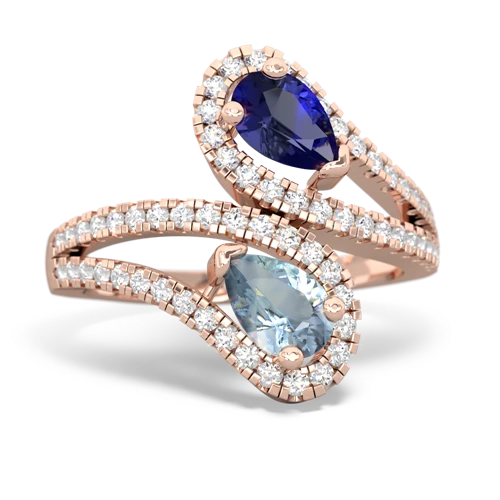 Lab Sapphire Lab Created Sapphire with Genuine Aquamarine Diamond Dazzler ring Ring