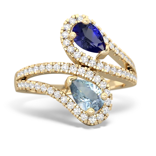 lab sapphire-aquamarine pave swirls ring