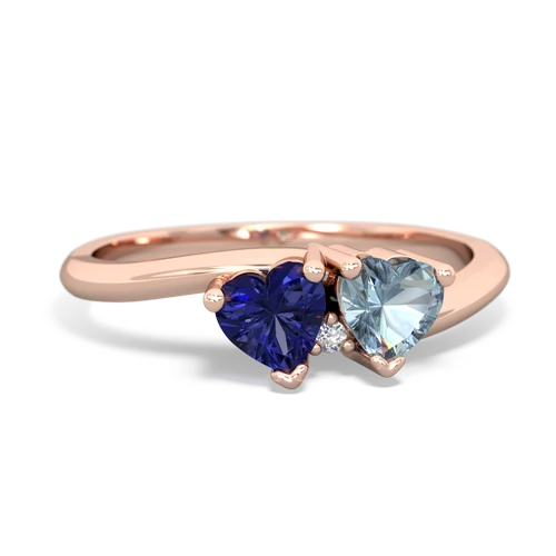 lab sapphire-aquamarine sweethearts promise ring