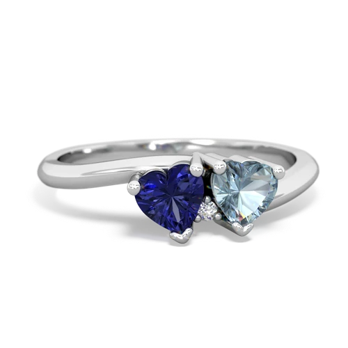 Lab Sapphire Lab Created Sapphire with Genuine Aquamarine Sweetheart's Promise ring Ring