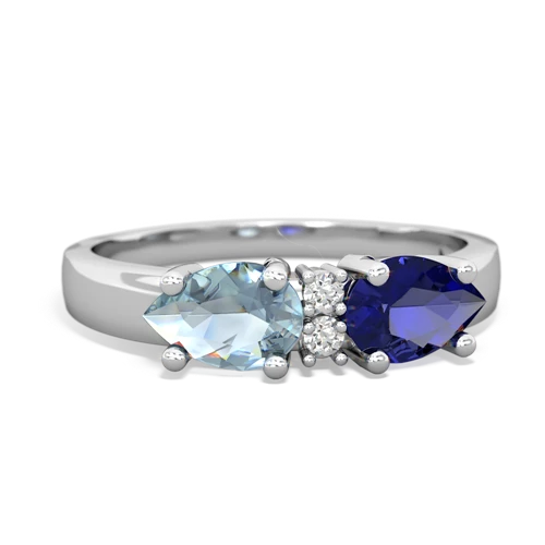 Lab Sapphire Lab Created Sapphire with Genuine Aquamarine Pear Bowtie ring Ring