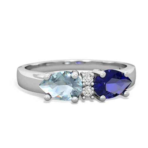 lab sapphire-aquamarine timeless ring