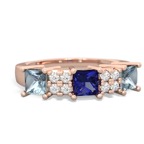 Lab Sapphire Lab Created Sapphire with Genuine Aquamarine and Lab Created Pink Sapphire Three Stone ring Ring