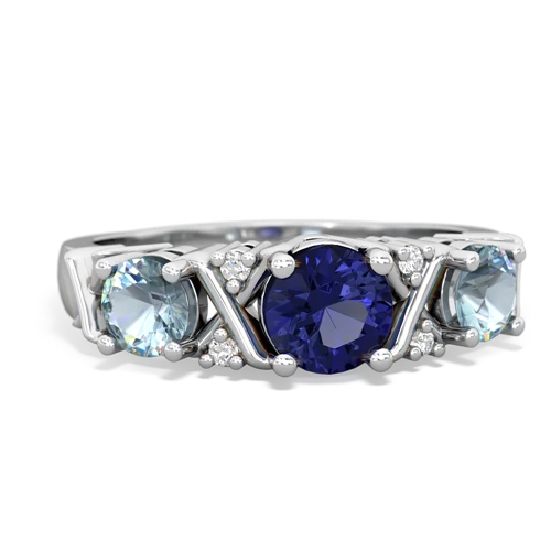 Lab Sapphire Lab Created Sapphire with Genuine Aquamarine and  Hugs and Kisses ring Ring