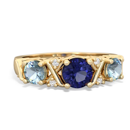 Lab Sapphire Lab Created Sapphire with Genuine Aquamarine and Genuine Aquamarine Hugs and Kisses ring Ring