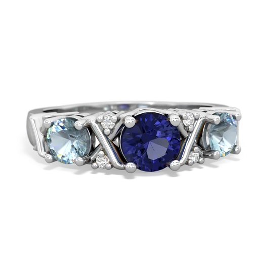 lab sapphire-aquamarine timeless ring