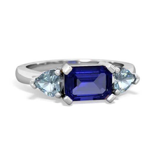 lab sapphire-aquamarine timeless ring