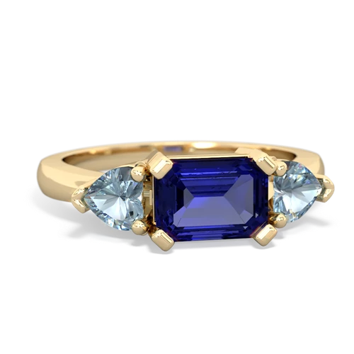 lab sapphire-aquamarine timeless ring