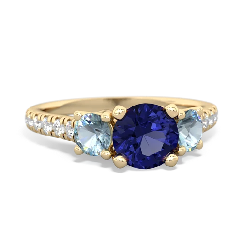 Lab Sapphire Lab Created Sapphire with Genuine Aquamarine and  Pave Trellis ring Ring