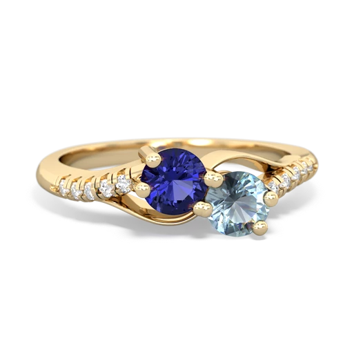 Lab Sapphire Lab Created Sapphire with Genuine Aquamarine Two Stone Infinity ring Ring