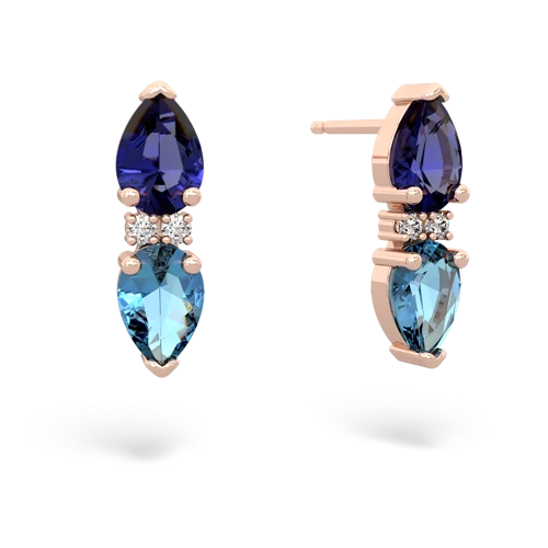 lab sapphire-blue topaz bowtie earrings