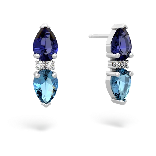 lab sapphire-blue topaz bowtie earrings