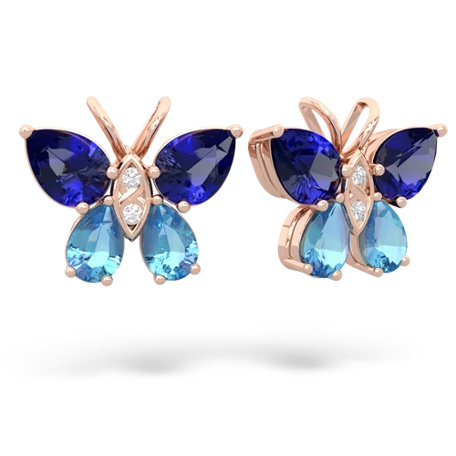 lab sapphire-blue topaz butterfly earrings