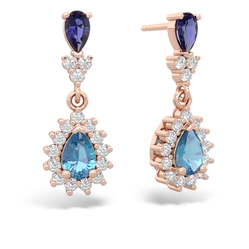lab sapphire-blue topaz dangle earrings