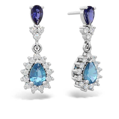 Lab Sapphire Lab Created Sapphire with Genuine Swiss Blue Topaz Halo Pear Dangle earrings Earrings