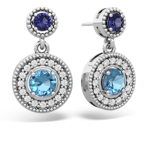 Lab Sapphire Lab Created Sapphire with Genuine Swiss Blue Topaz Halo Dangle earrings Earrings