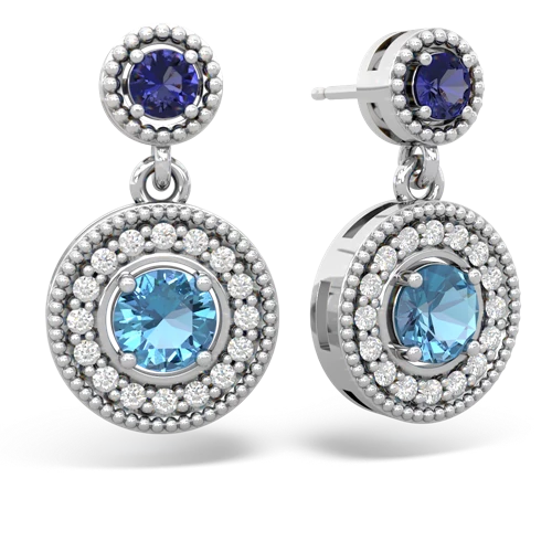 lab sapphire-blue topaz halo earrings