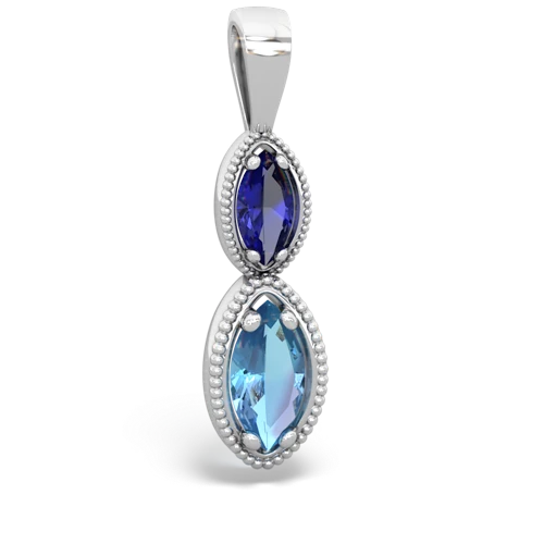 lab sapphire-blue topaz antique milgrain pendant