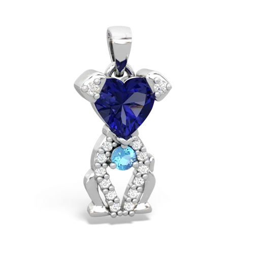 Lab Sapphire Lab Created Sapphire with Genuine Swiss Blue Topaz Puppy Love pendant Pendant