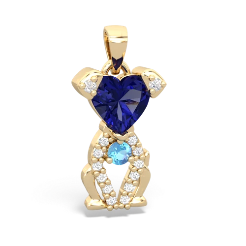 lab sapphire-blue topaz birthstone puppy pendant