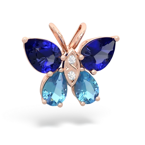 lab sapphire-blue topaz butterfly pendant