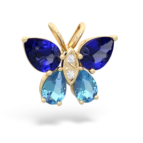 lab sapphire-blue topaz butterfly pendant