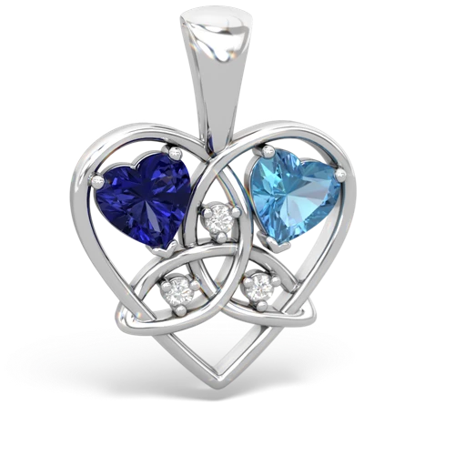 Lab Sapphire Lab Created Sapphire with Genuine Swiss Blue Topaz Celtic Trinity Heart pendant Pendant